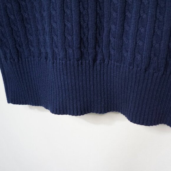 Polo Ralph Lauren Cable Knit Crew Neck Logo Sweater Navy - L Fits Like Size M - Picture 6 of 8